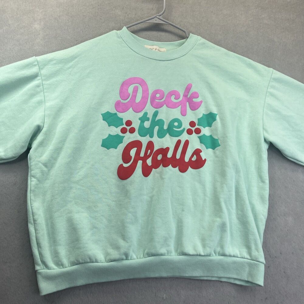 State of Mine Mint XL Sweatshirt Deck The Halls Christmas Puffy - Picture 5 of 11